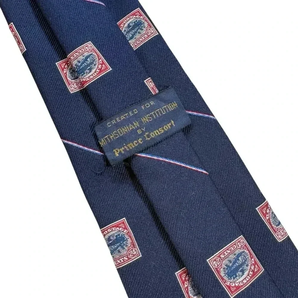 Vintage Smithsonian Air Mail Inverted Jenny Postage Stamp Tie
